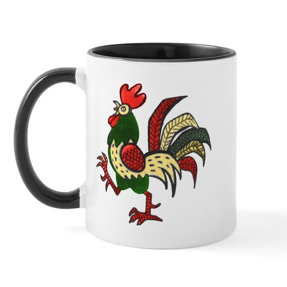 CafePress - Red Rooster Mug - 11 oz Ceramic Mug - Novelty Coffee Tea Cup