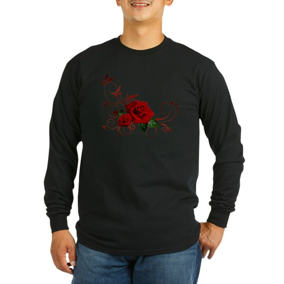 CafePress - Red Roses Long Sleeve Dark T Shirt - Long Sleeve Dark T-Shirt