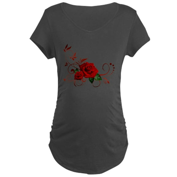CafePress - Red Roses Maternity Dark T Shirt - Maternity Dark T-Shirt