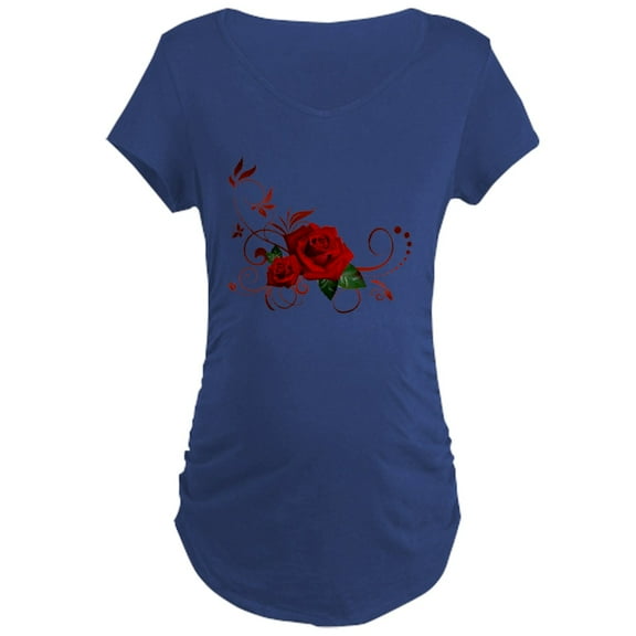 CafePress - Red Roses Maternity Dark T Shirt - Maternity Dark T-Shirt
