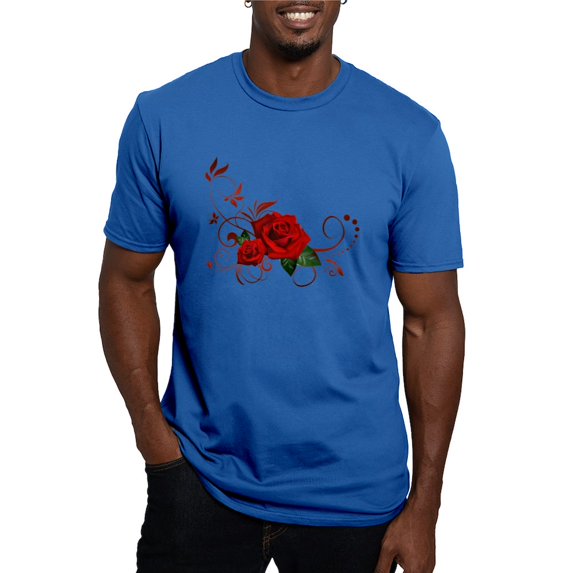 CafePress - Red Roses Men's Fitted T Shirt (Dark) - Men's Fitted T-Shirt
