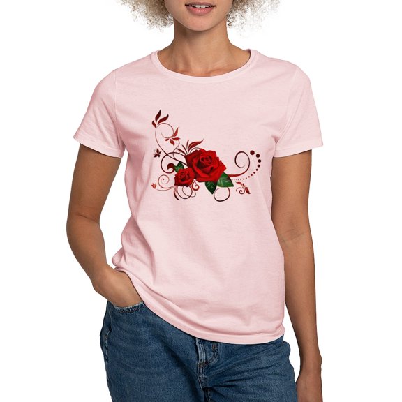 CafePress - Red Roses Women's Light T Shirt - Women's Classic T-Shirt