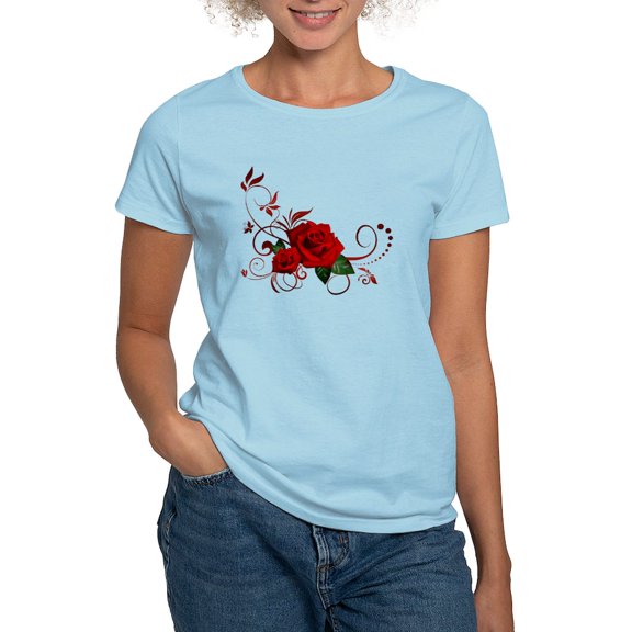 CafePress - Red Roses Women's Light T Shirt - Women's Classic T-Shirt