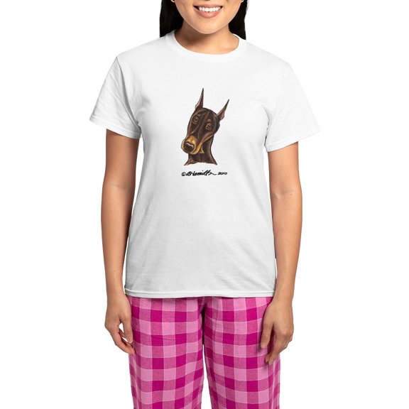 CafePress - Red Rust Doberman Pinscher Women's Light Pajamas - Women's Short Sleeve Print T-Shirt and Pants Light Cotton Pajama Set