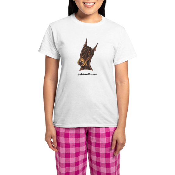 CafePress - Red Rust Doberman Pinscher Women's Light Pajamas - Women's Short Sleeve Print T-Shirt and Pants Light Cotton Pajama Set