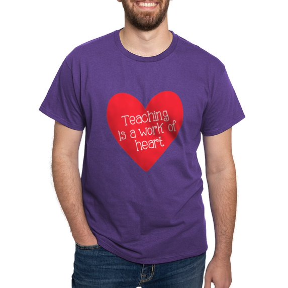 CafePress - Red Teacher Heart Dark T Shirt - Men's Classic Graphic Cotton T-Shirt
