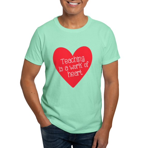 CafePress - Red Teacher Heart Dark T Shirt - Men's Classic Graphic Cotton T-Shirt