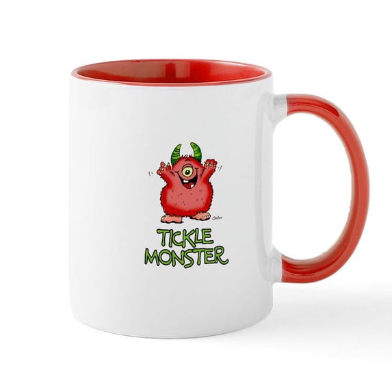 CafePress - Red Tickle Monster With Horns And One Eye Mug - 11 oz Ceramic Mug - Novelty Coffee Tea Cup