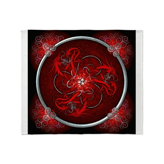 CafePress - Red Triple Celtic Dragons Throw Blanket - Soft Fleece Throw Blanket, 50"x60" for All Ages