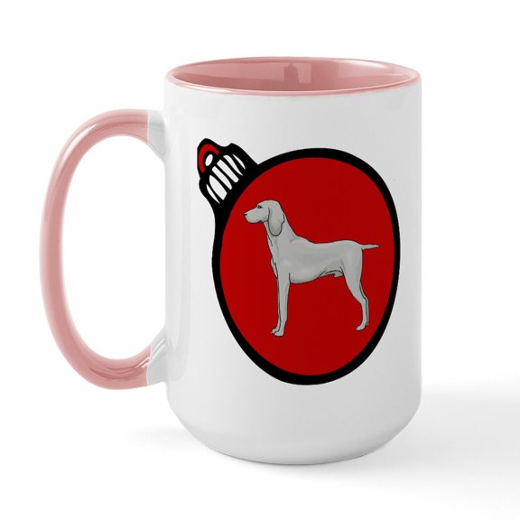 CafePress - Red Weimaraner Christmas Large Mug - 15 oz Ceramic Large White Novelty Mug