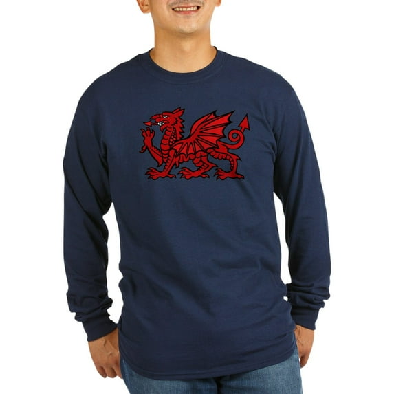 CafePress - Red Welsh Dragon Long Sleeve Dark T Shirt - Long Sleeve Dark T-Shirt