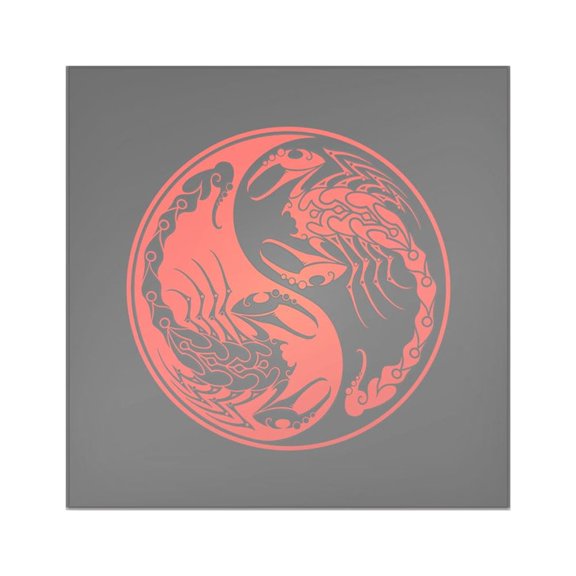 CafePress - Red Yin Yang Scorpions On Black Sticker - Square Sticker 3" x 3"