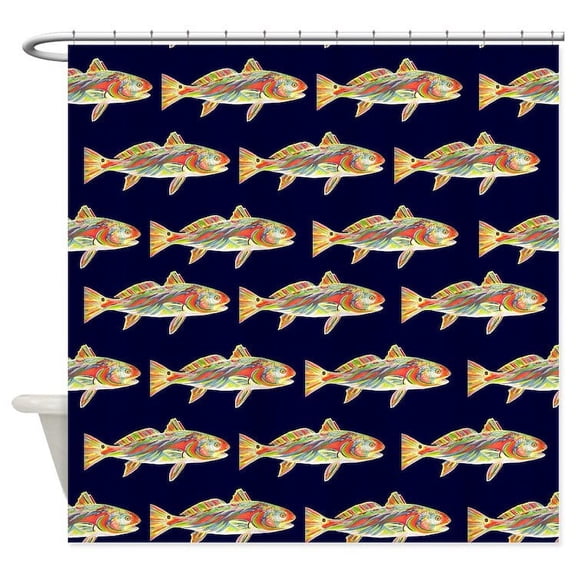 CafePress - Redfish Dark Blue Pattern - Unique Fabric Shower Curtain 70" x 72"