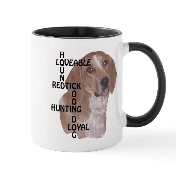 CafePress - Redtick Hound Crossword Mug - 11 oz Ceramic Mug - Novelty Coffee Tea Cup