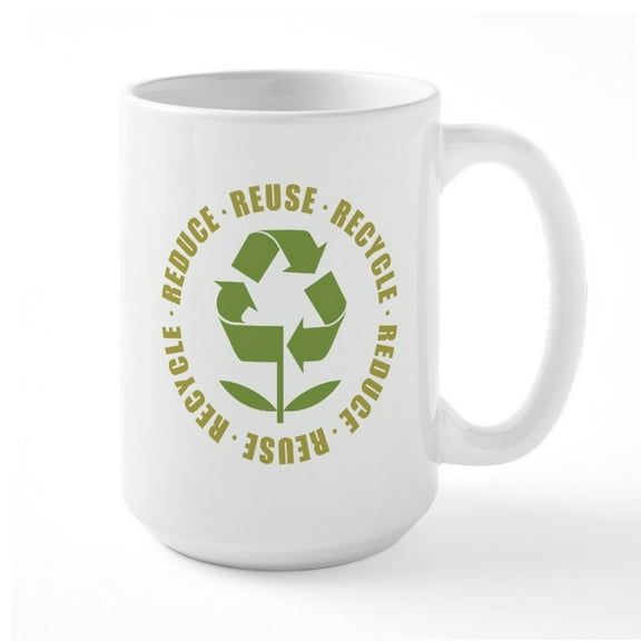 CafePress - Reduce Reuse Recycle Large Mug - 15 oz Ceramic Large White Novelty Mug