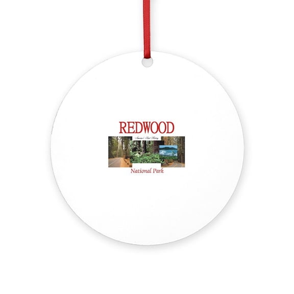 CafePress - Redwood - Round Wood Ornament 4"