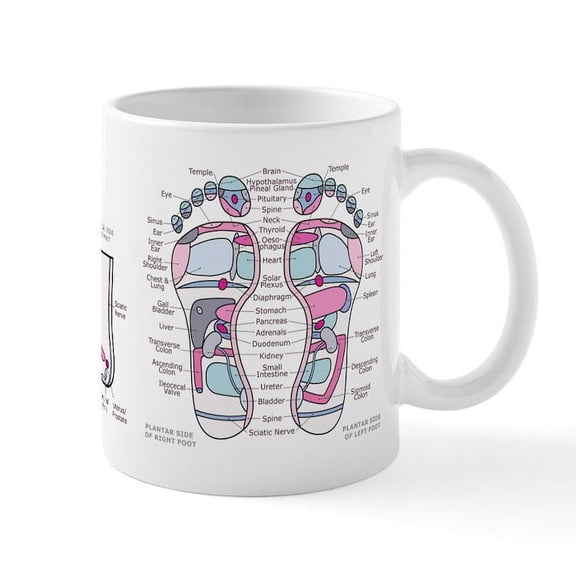 CafePress - Reflexology Foot Chart MUG Mugs - 11 oz Ceramic Mug - Novelty Coffee Tea Cup