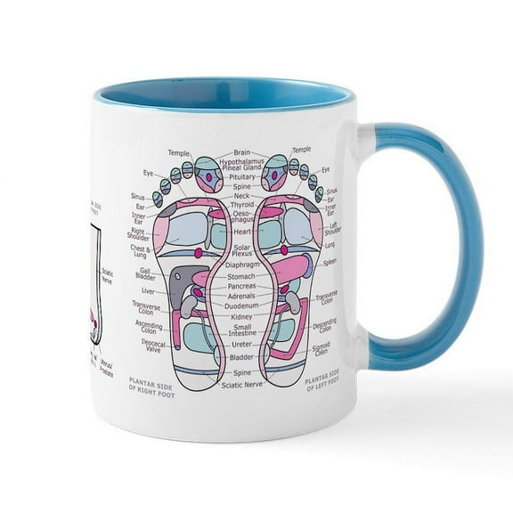 CafePress - Reflexology Foot Chart MUG Mugs - 11 oz Ceramic Mug - Novelty Coffee Tea Cup