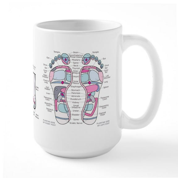 CafePress - Reflexology Foot Chart MUG Mugs - 15 oz Ceramic Large White Novelty Mug
