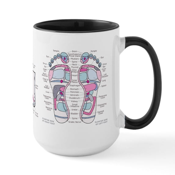 CafePress - Reflexology Foot Chart MUG Mugs - 15 oz Ceramic Large White Novelty Mug