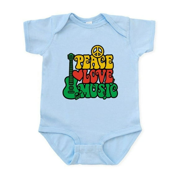 CafePress - Reggae Peace Love Music Body Suit - Baby Light Bodysuit, Size Newborn - 24 Months
