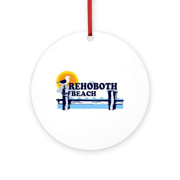 CafePress - Rehoboth Beach DE Beach Design - Round Wood Ornament 4"