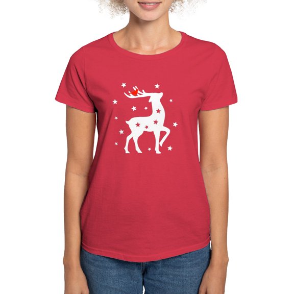 CafePress - Reindeer Cardinal Women's Classic T Shirt - Women's Traditional Fit Dark T-Shirt