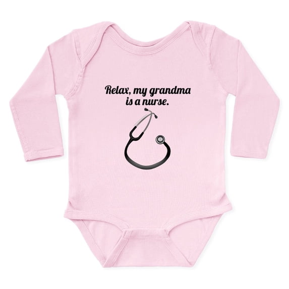 CafePress - Relax My Grandma Is A Nurse Body Suit - Long Sleeve Cotton Baby Bodysuit