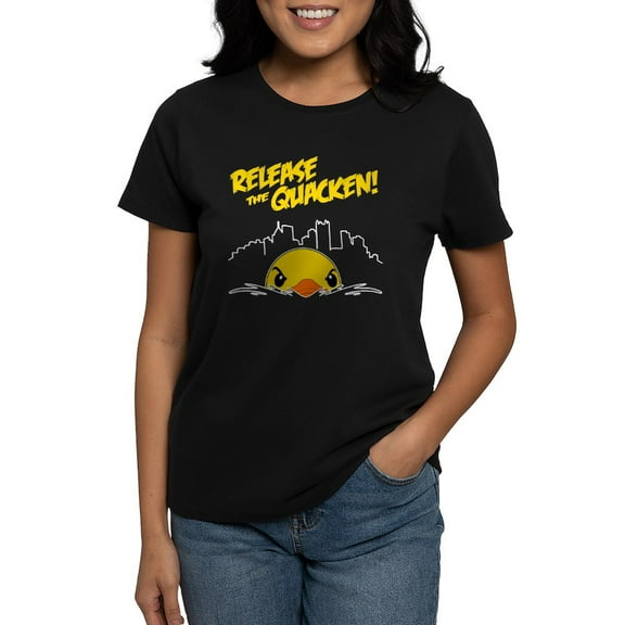 CafePress - Release The Quacken Women's Dark T Shirt - Women's Traditional Fit Dark T-Shirt