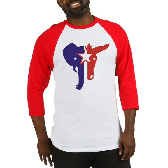 CafePress - Republican Democrat Baseball Jersey - Cotton Baseball Jersey, 3/4 Raglan Sleeve Shirt