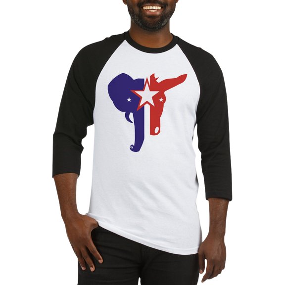 CafePress - Republican Democrat Baseball Jersey - Cotton Baseball Jersey, 3/4 Raglan Sleeve Shirt
