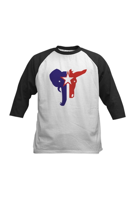 - Republican Democrat Kids Baseball Jersey - Kids Cotton Baseball Jersey, 3/4 Sleeve Shirt