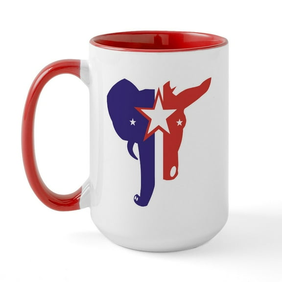 CafePress - Republican Democrat Large Mug - 15 oz Ceramic Large White Novelty Mug