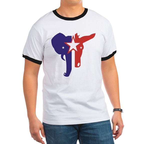 CafePress - Republican Democrat Ringer T - 100% Cotton Ringed T-Shirt