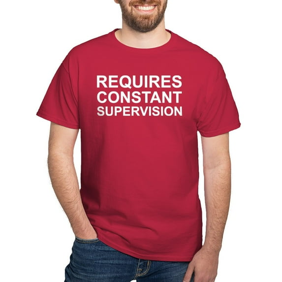 CafePress - Requires Constant Supervision Dark T Shirt - Men's Classic Graphic Cotton T-Shirt