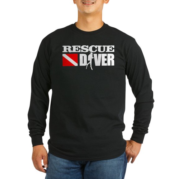 CafePress - Rescue Diver 3 (Blk) Long Sleeve T Shirt - Long Sleeve Dark T-Shirt