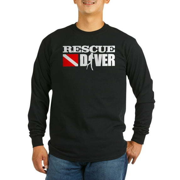 CafePress - Rescue Diver 3 (Blk) Long Sleeve T Shirt - Long Sleeve Dark T-Shirt