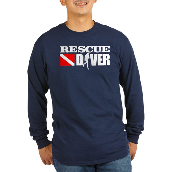 CafePress - Rescue Diver 3 (Blk) Long Sleeve T Shirt - Long Sleeve Dark T-Shirt