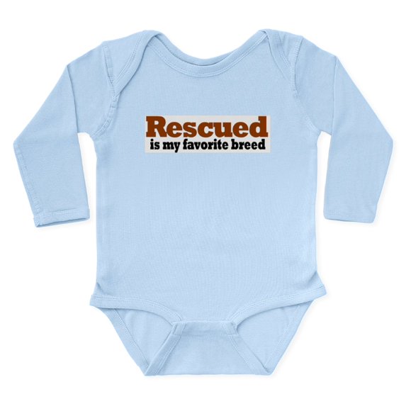 CafePress - Rescued Breed Body Suit - Long Sleeve Cotton Baby Bodysuit