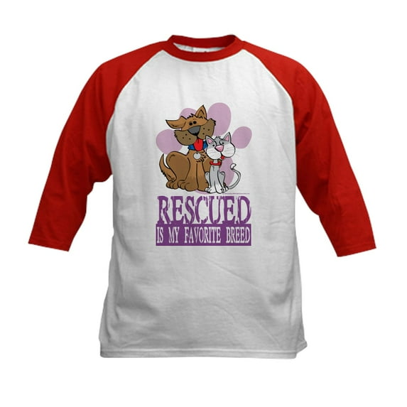 CafePress - Rescued Is My Favorite Breed Kids Baseball Jersey - Kids Cotton Baseball Jersey, 3/4 Sleeve Shirt