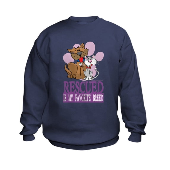 CafePress - Rescued Is My Favorite Breed Kids Sweatshirt - Kids Sweatshirt, Youth Crew Neck Sweatshirt