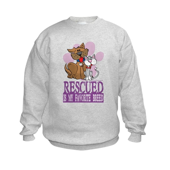 CafePress - Rescued Is My Favorite Breed Kids Sweatshirt - Kids Sweatshirt, Youth Crew Neck Sweatshirt