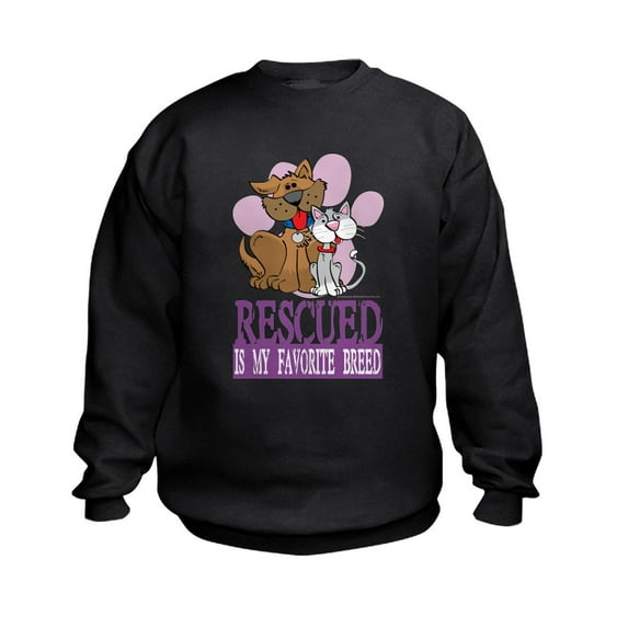 CafePress - Rescued Is My Favorite Breed Kids Sweatshirt - Kids Sweatshirt, Youth Crew Neck Sweatshirt