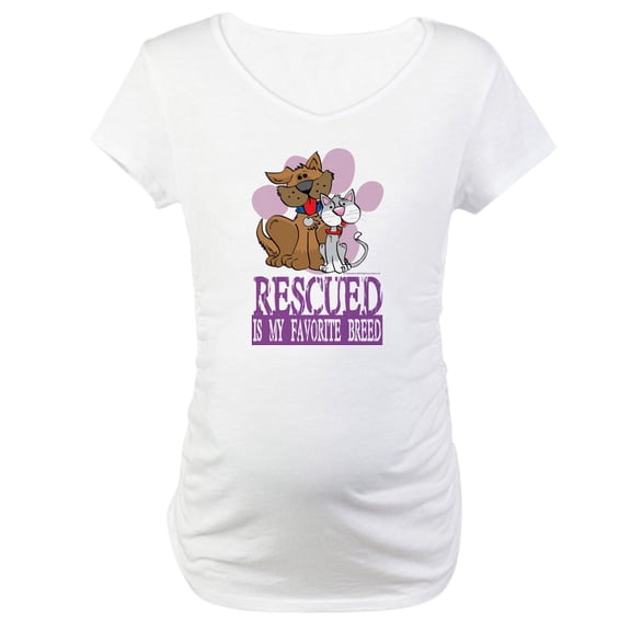 CafePress - Rescued Is My Favorite Breed Maternity T Shirt - Cotton Maternity T-shirt, Cute & Funny Pregnancy Tee