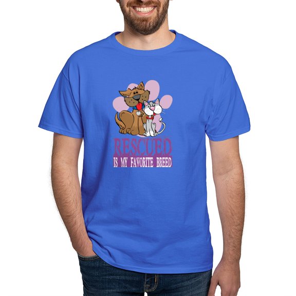 CafePress - Rescued Is My Favorite Breed T Shirt - Men's Classic Graphic Cotton T-Shirt
