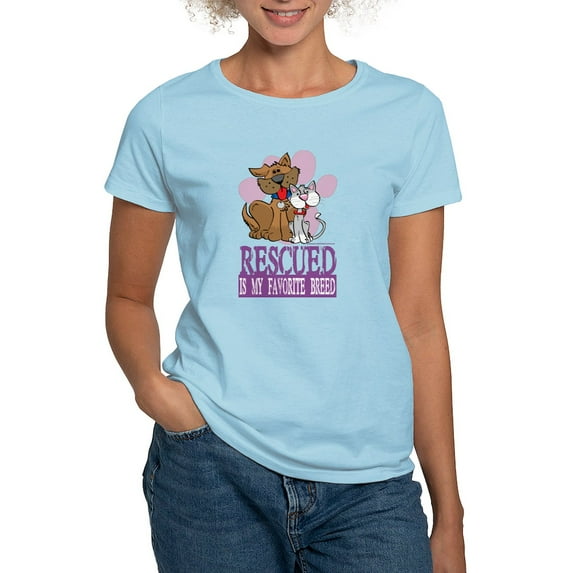 CafePress - Rescued Is My Favorite Breed Women's Light T Shirt - Women's Classic T-Shirt