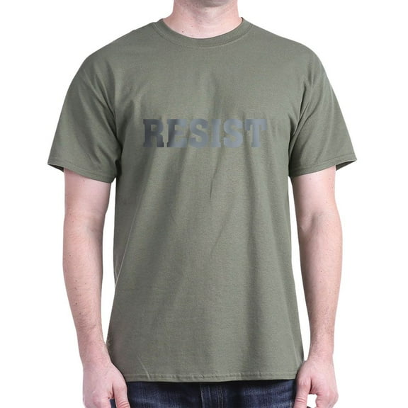 CafePress - Resist Typography In Grey T Shirt - Men's Classic Graphic Cotton T-Shirt