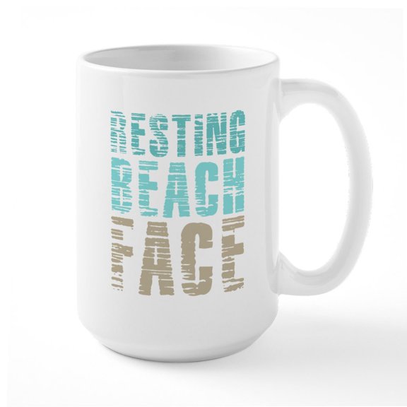 CafePress - Resting Beach Face Color - 15 oz Ceramic Large White Novelty Mug