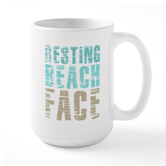 CafePress - Resting Beach Face Color - 15 oz Ceramic Large White Novelty Mug
