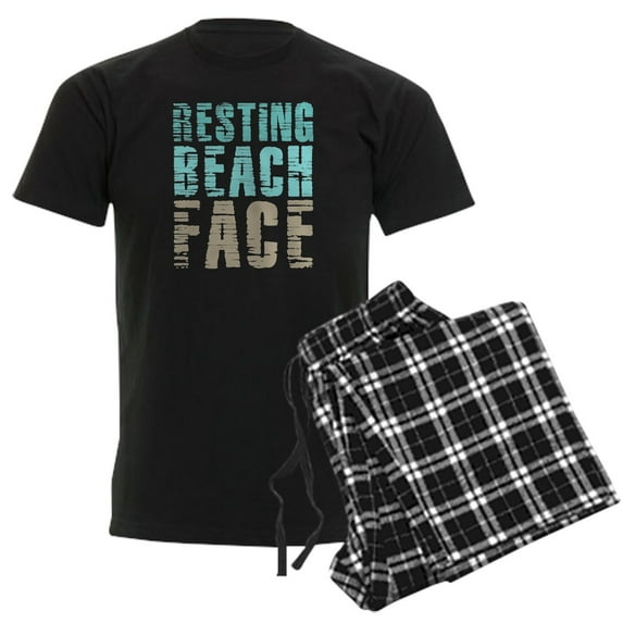 CafePress - Resting Beach Face Color Men's Dark Pajamas - Men's Dark Loose Fit Cotton Pajama Set